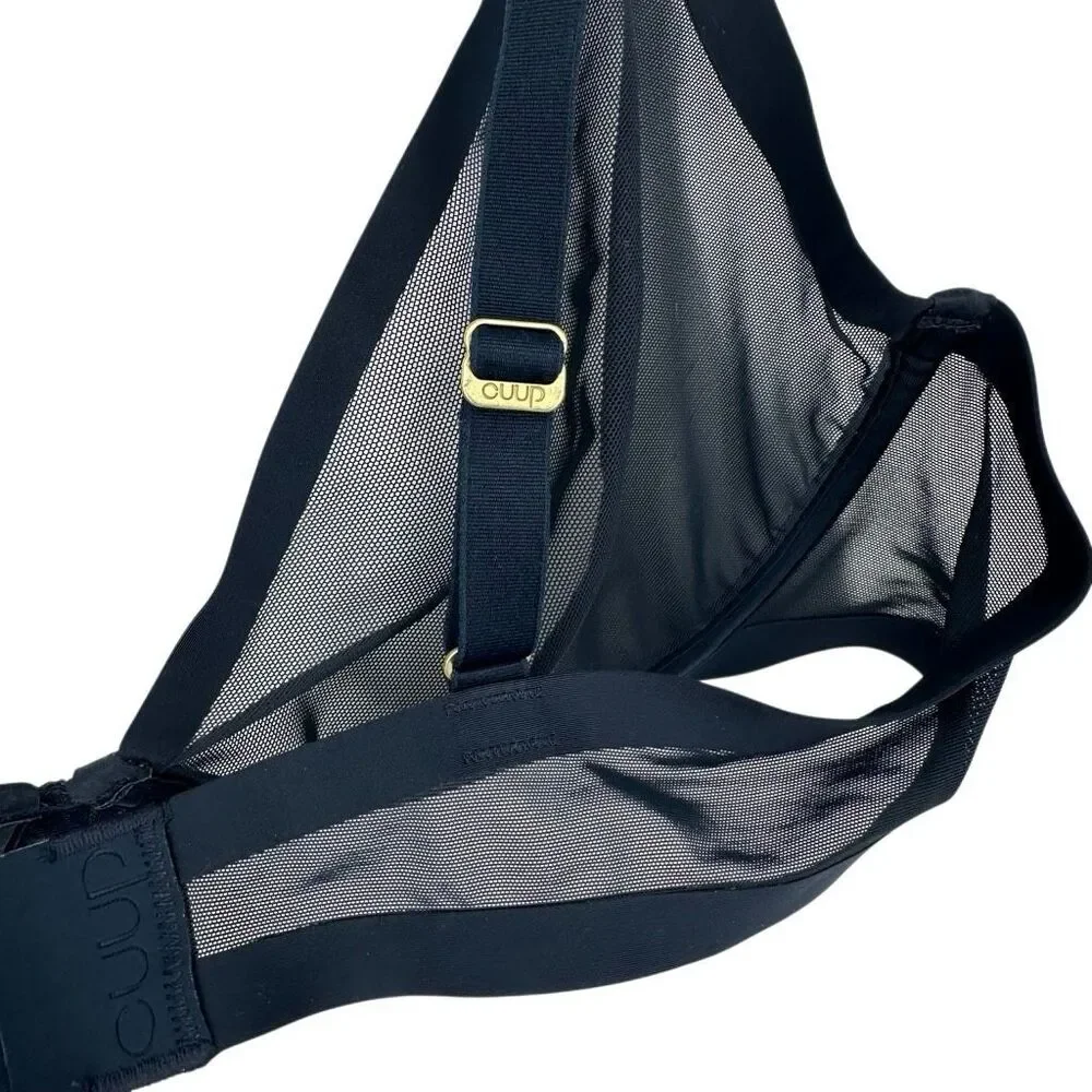 Cuup the plunge bra 36c ink black blue sheer mesh underwire unlined bralette - Picture 6 of 8